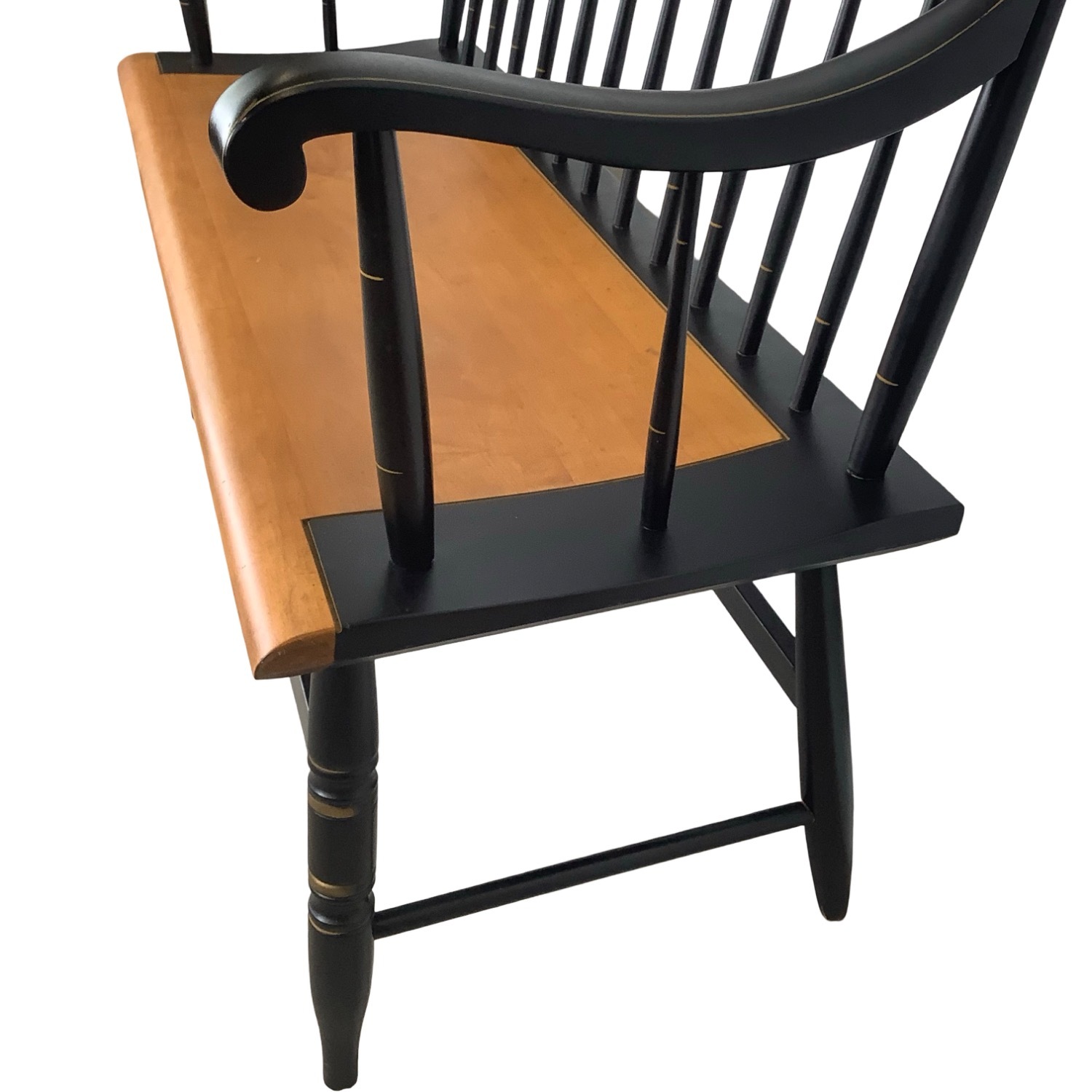 Vintage Black & Gold Spindle Bench Settee - image-5
