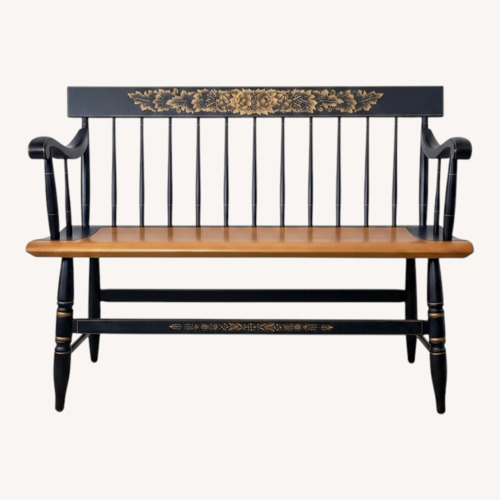 Used Vintage Black & Gold Spindle Bench Settee for sale on AptDeco