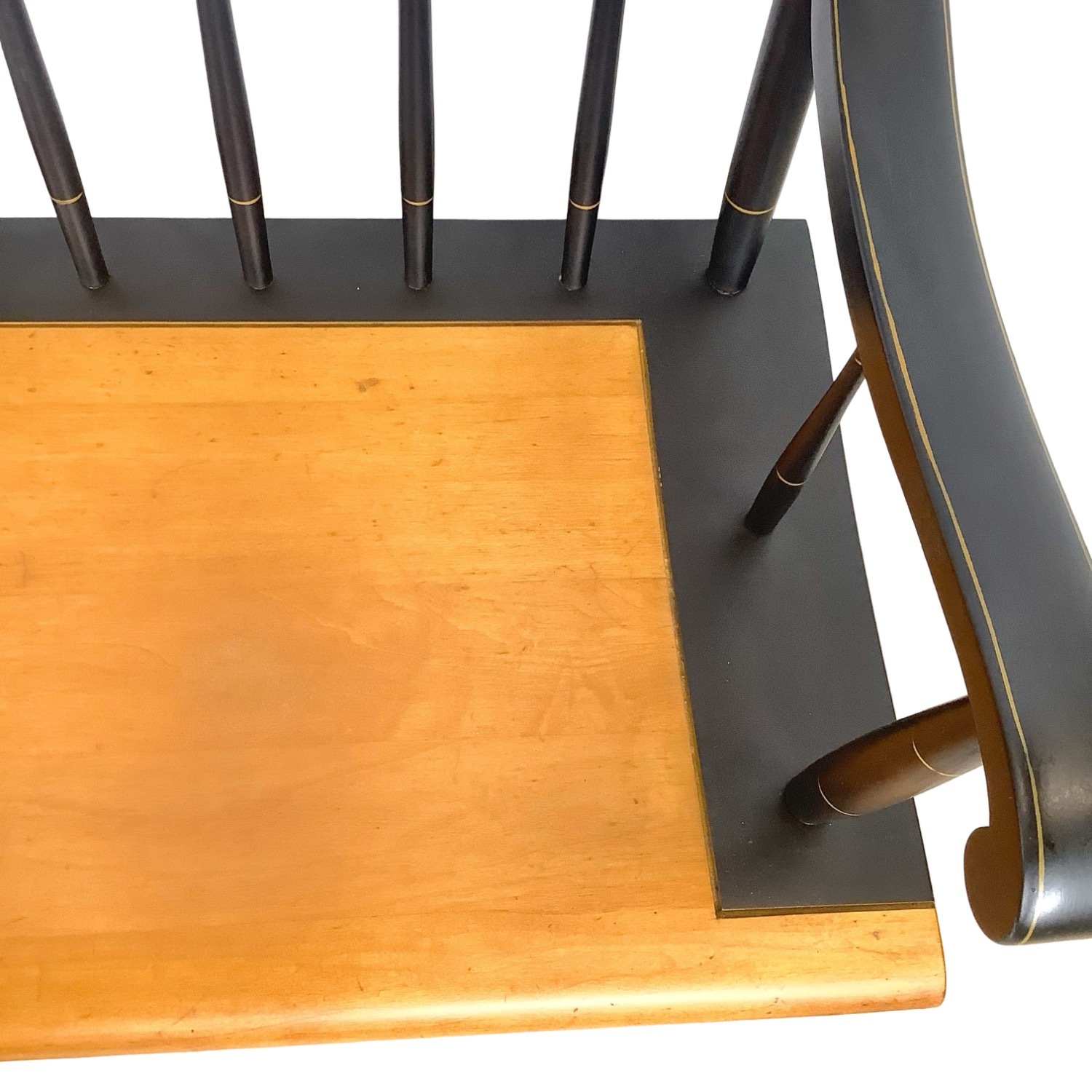Vintage Black & Gold Spindle Bench Settee - image-8