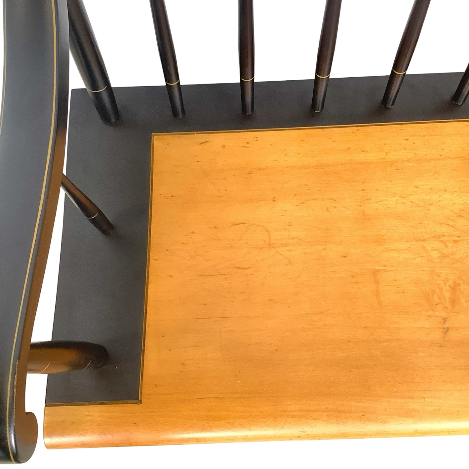 Vintage Black & Gold Spindle Bench Settee - image-6