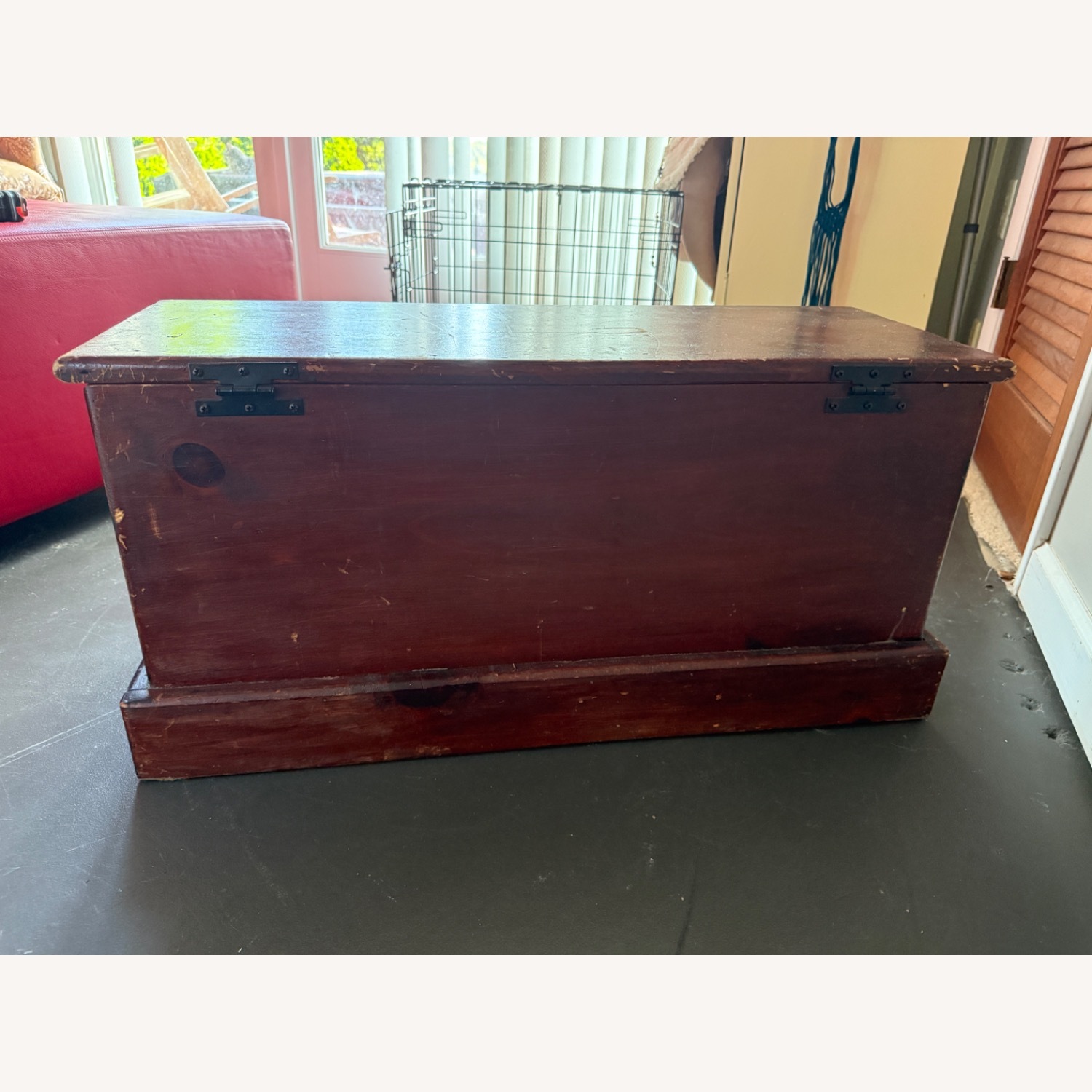 Vintage/Antique Dark Brown Wood Chest - image-3