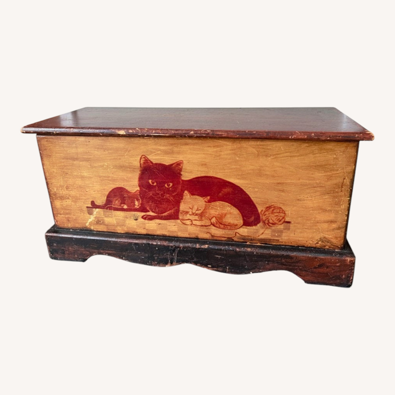 Vintage/Antique Dark Brown Wood Chest - image-0