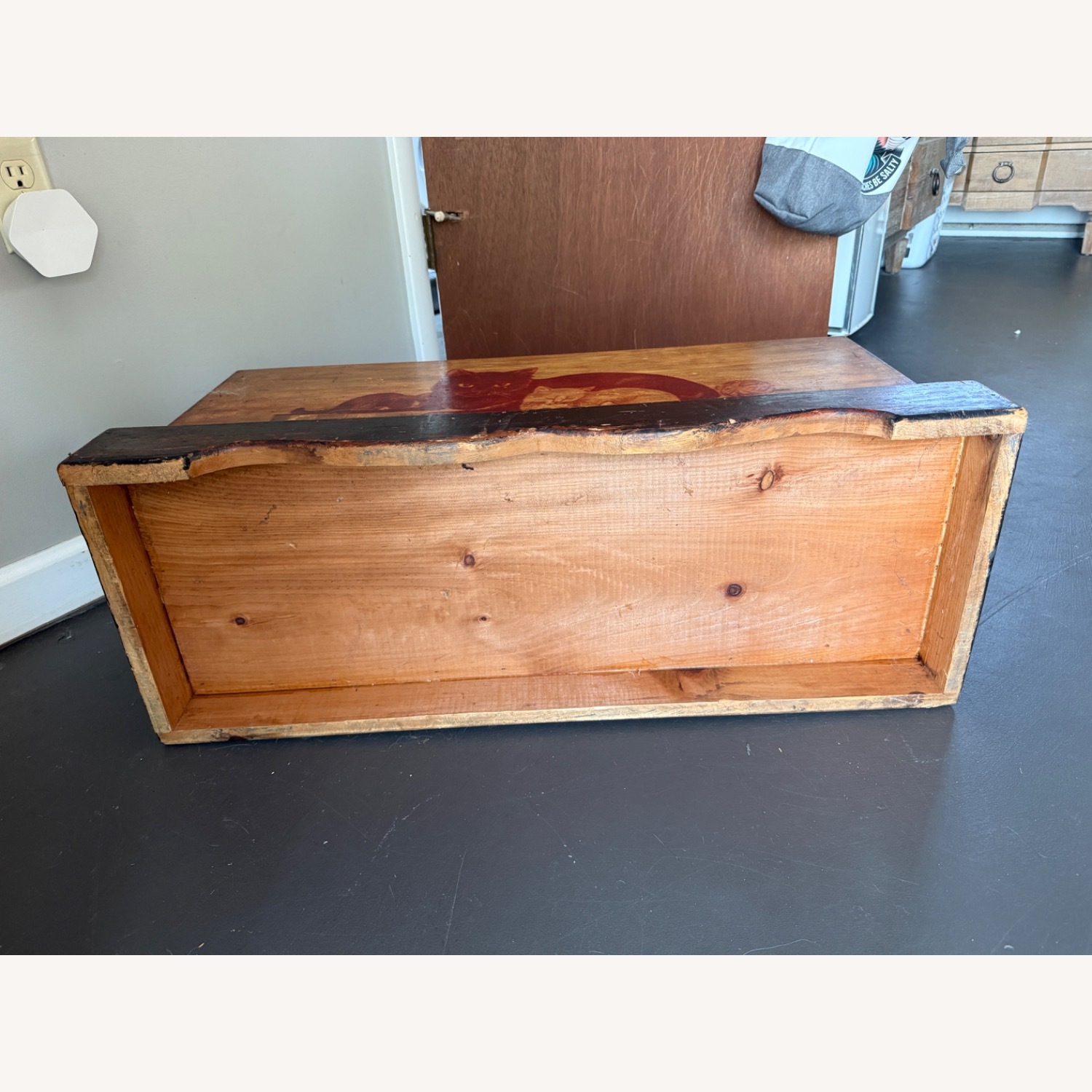 Vintage/Antique Dark Brown Wood Chest - image-7