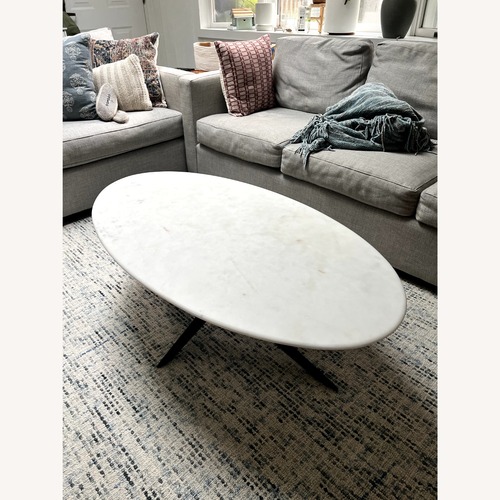 Used West Elm Marlow White Marble Coffee Table for sale on AptDeco