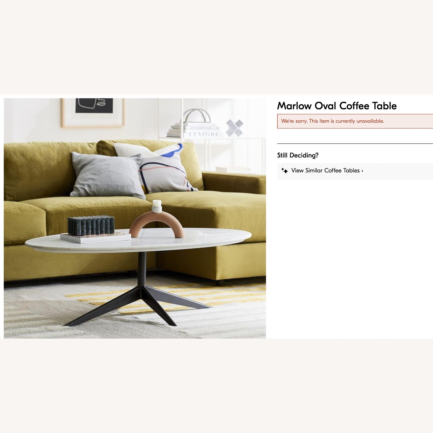 West Elm Marlow White Marble Coffee Table - image-6
