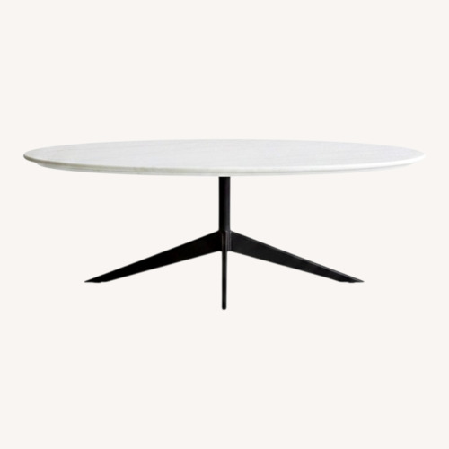 Used West Elm Marlow White Marble Coffee Table for sale on AptDeco