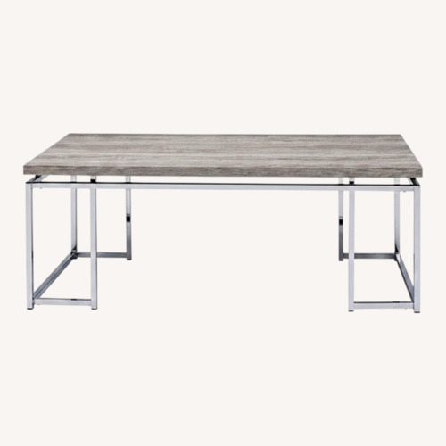 Used Bernhardt Wood and Polished Chrome Coffee Table for sale on AptDeco