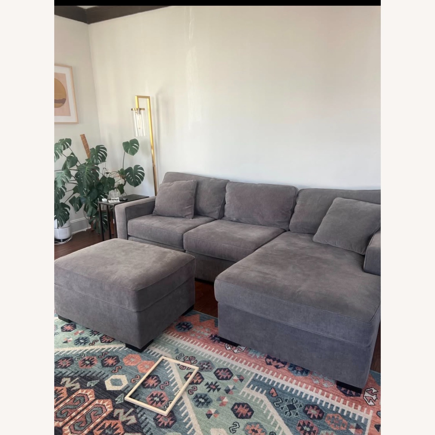 Macy's 3-pc Sectional W Ottoman & Pillows - image-1