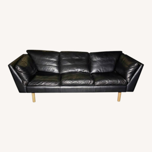 Used Vintage/Antique Black Leather 3+ Seater Sofa for sale on AptDeco