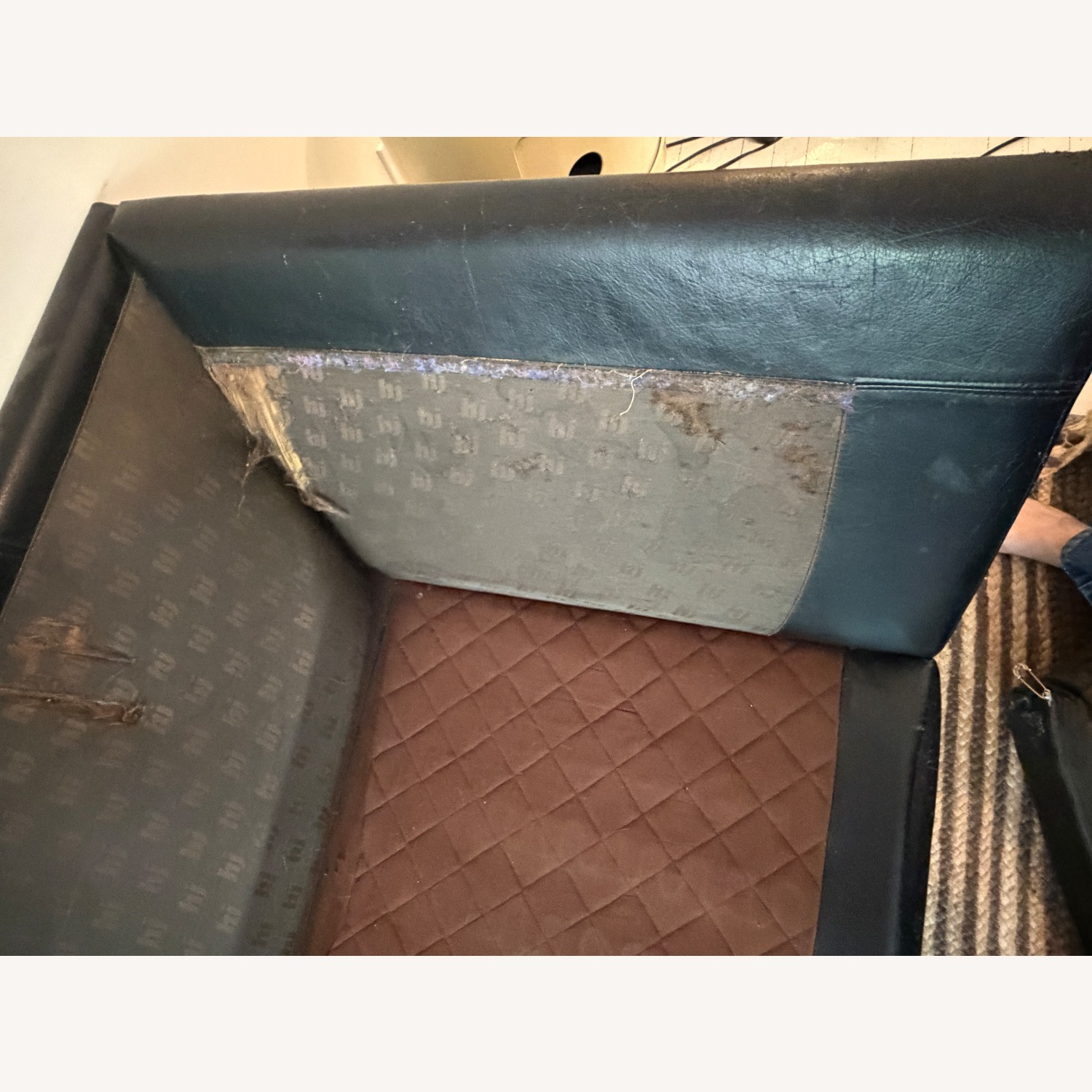 Vintage/Antique Black Leather 3+ Seater Sofa - image-5