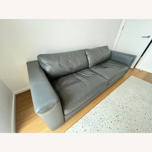 Used Design Within Reach Reid Leather Sofa (Grey) for sale on AptDeco