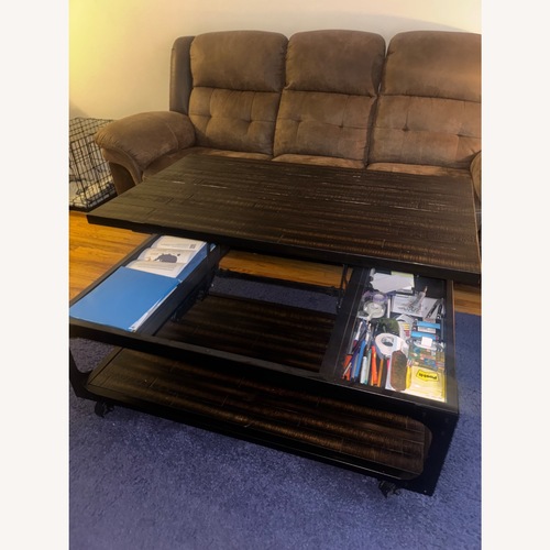 Used Bob's Discount Furniture Dark Brown Coffee Table for sale on AptDeco