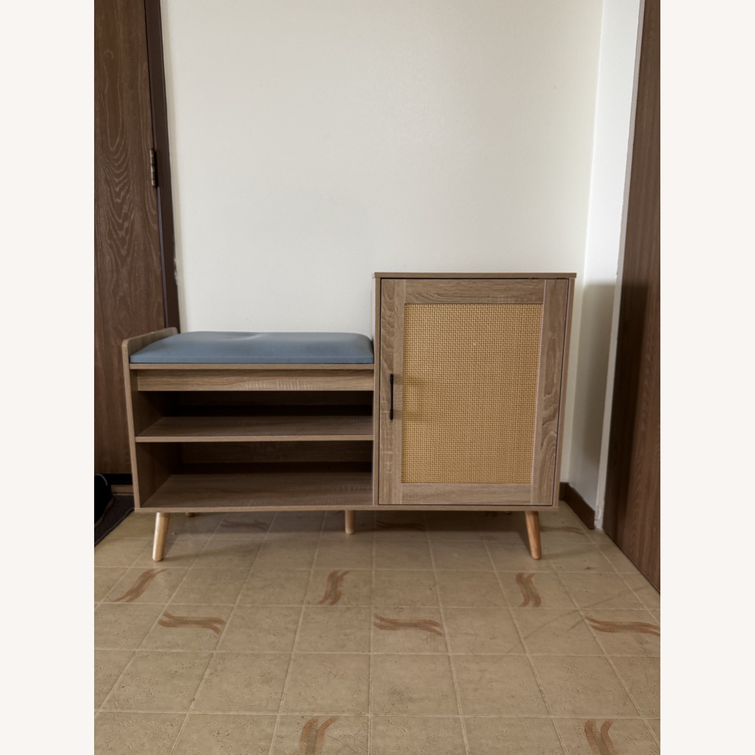 Light Brown Wood Shoe Cabinet - image-1
