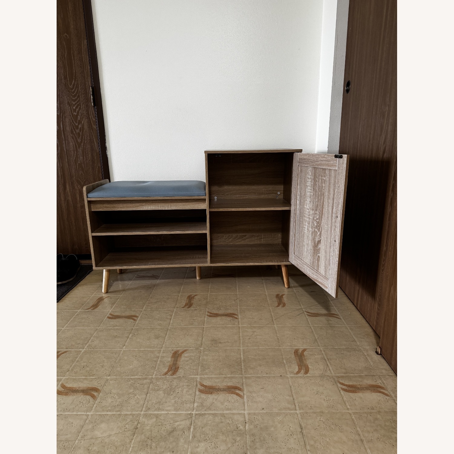 Light Brown Wood Shoe Cabinet - image-4