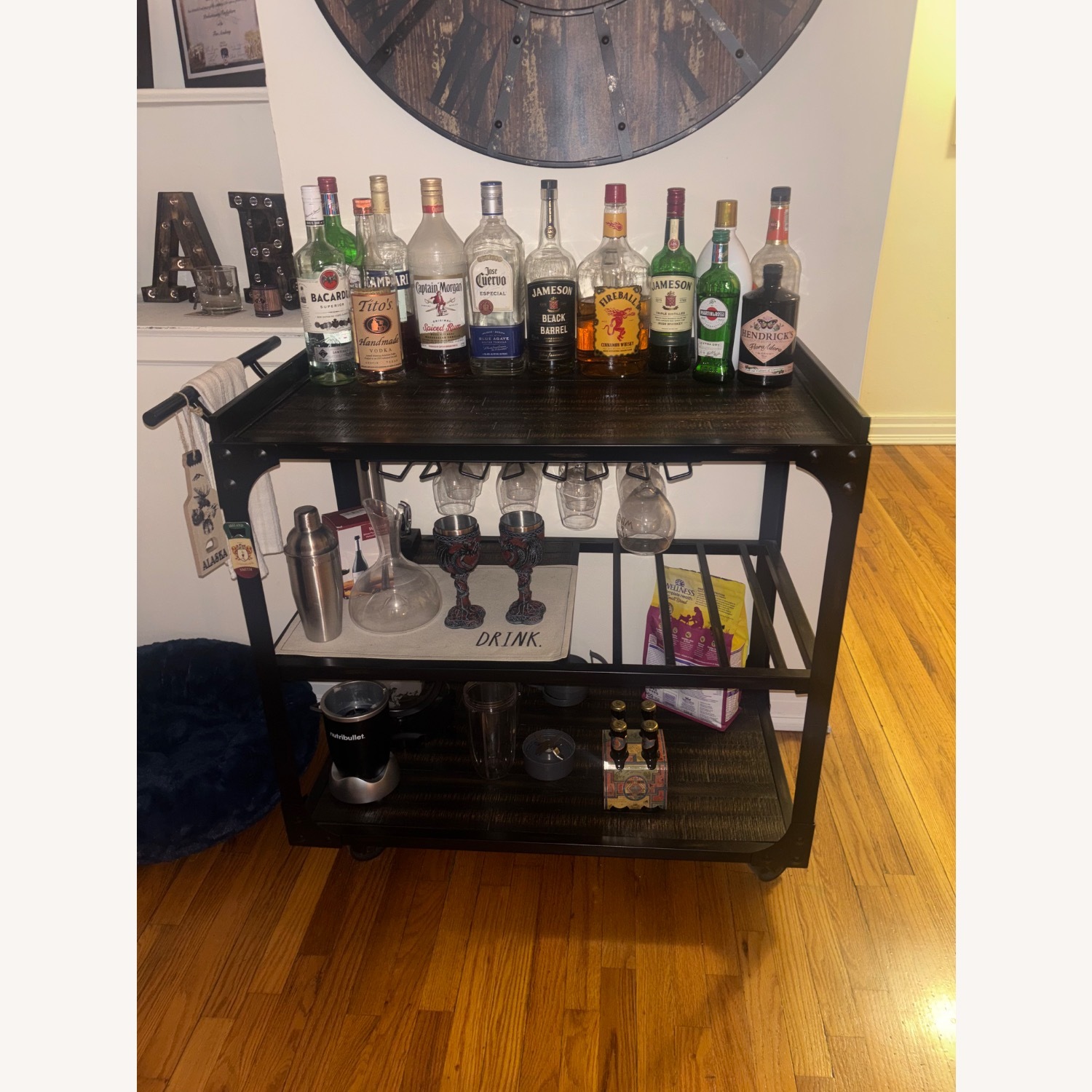 Bob's Discount Furniture Black Bar Cart - image-3