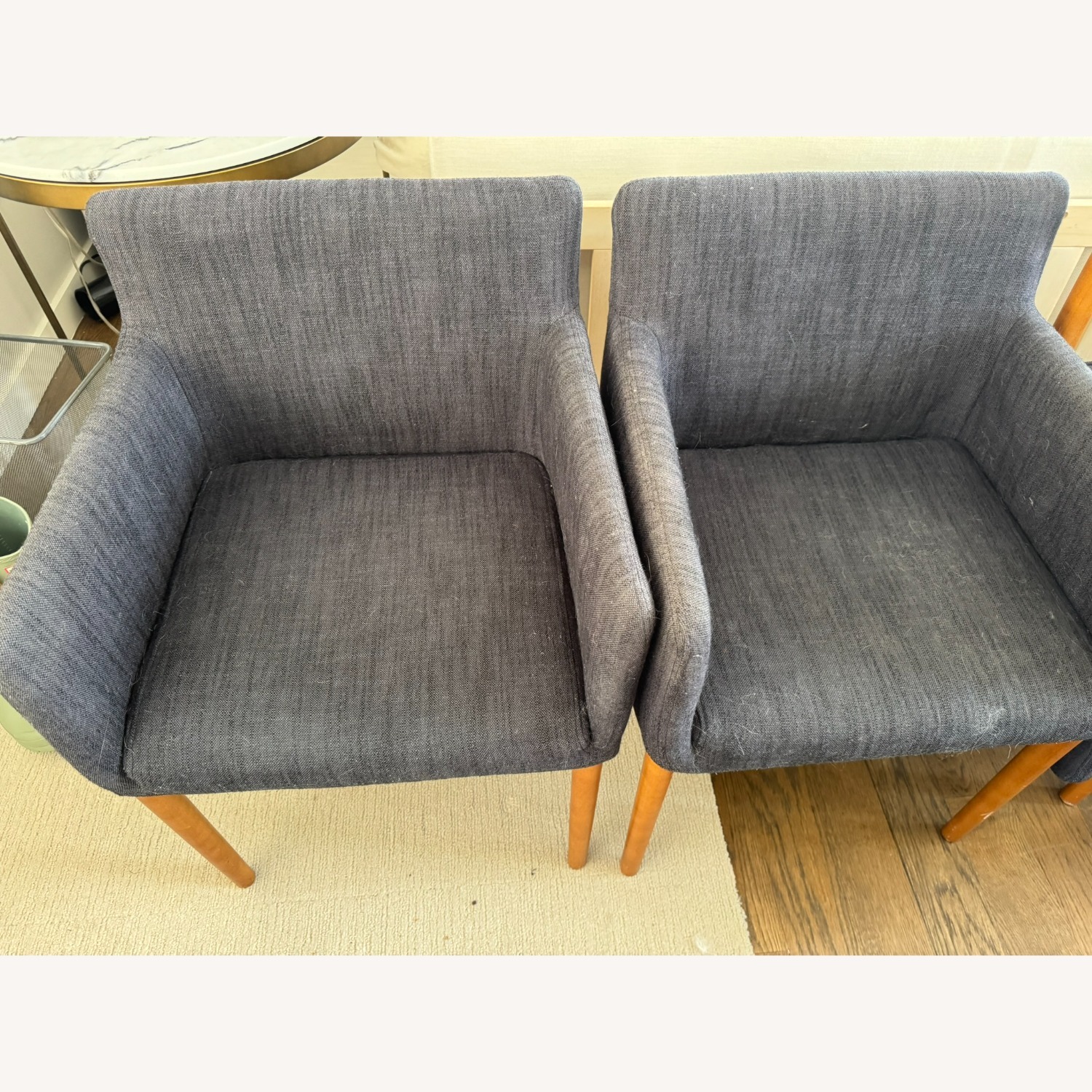 West Elm Blue Fabric Dining Chairs - image-2