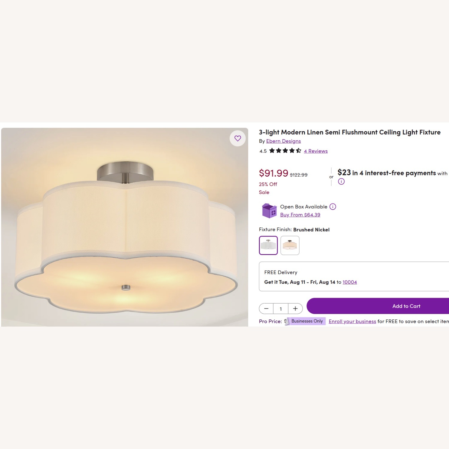 Wayfair White Ceiling Lamp - image-4