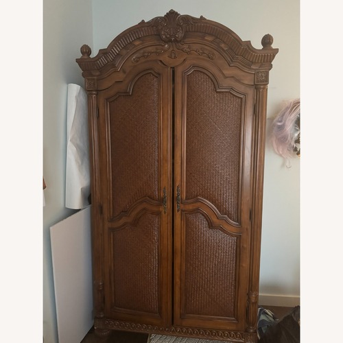 Used Laura Ashley French Country Cane Armoire for sale on AptDeco