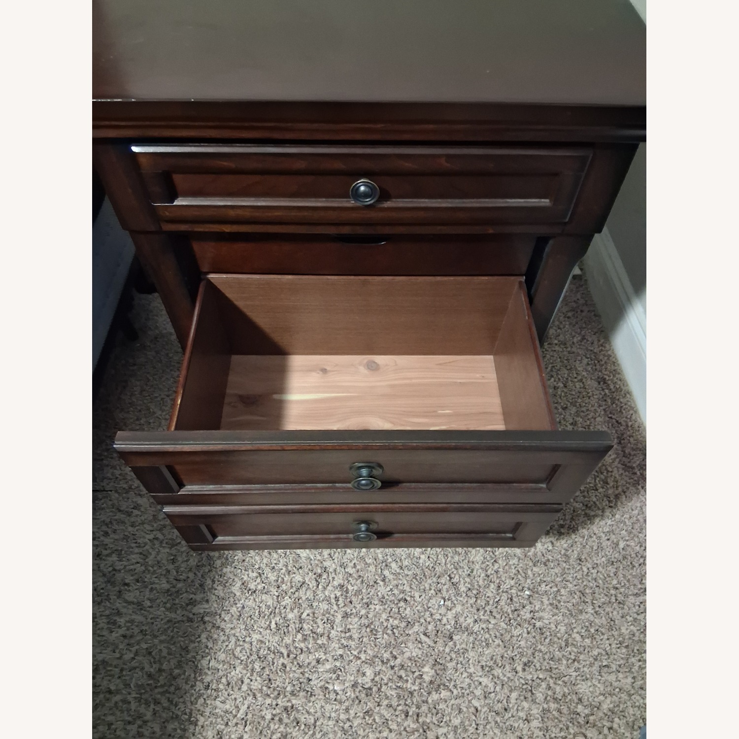Dark Brown Wood Nightstand - image-3