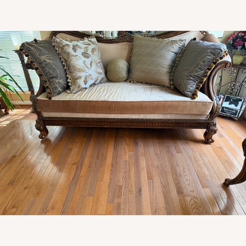 Used Elegant Carved Wood Sofa for sale on AptDeco