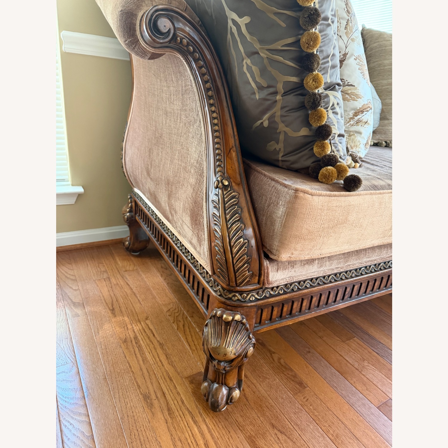 Elegant Carved Wood Sofa - image-4