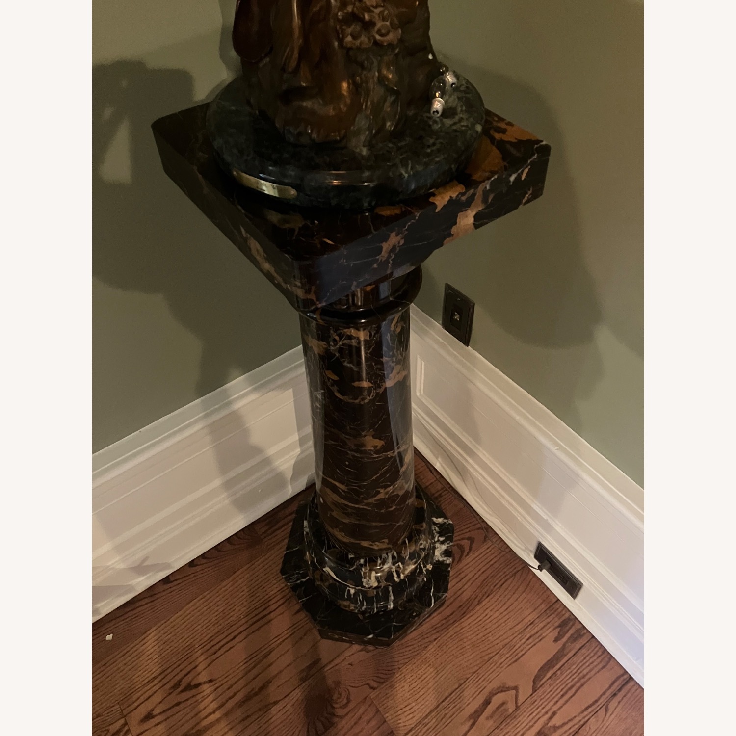 Bronze Art Deco Statue with Marble Pedestal - image-6