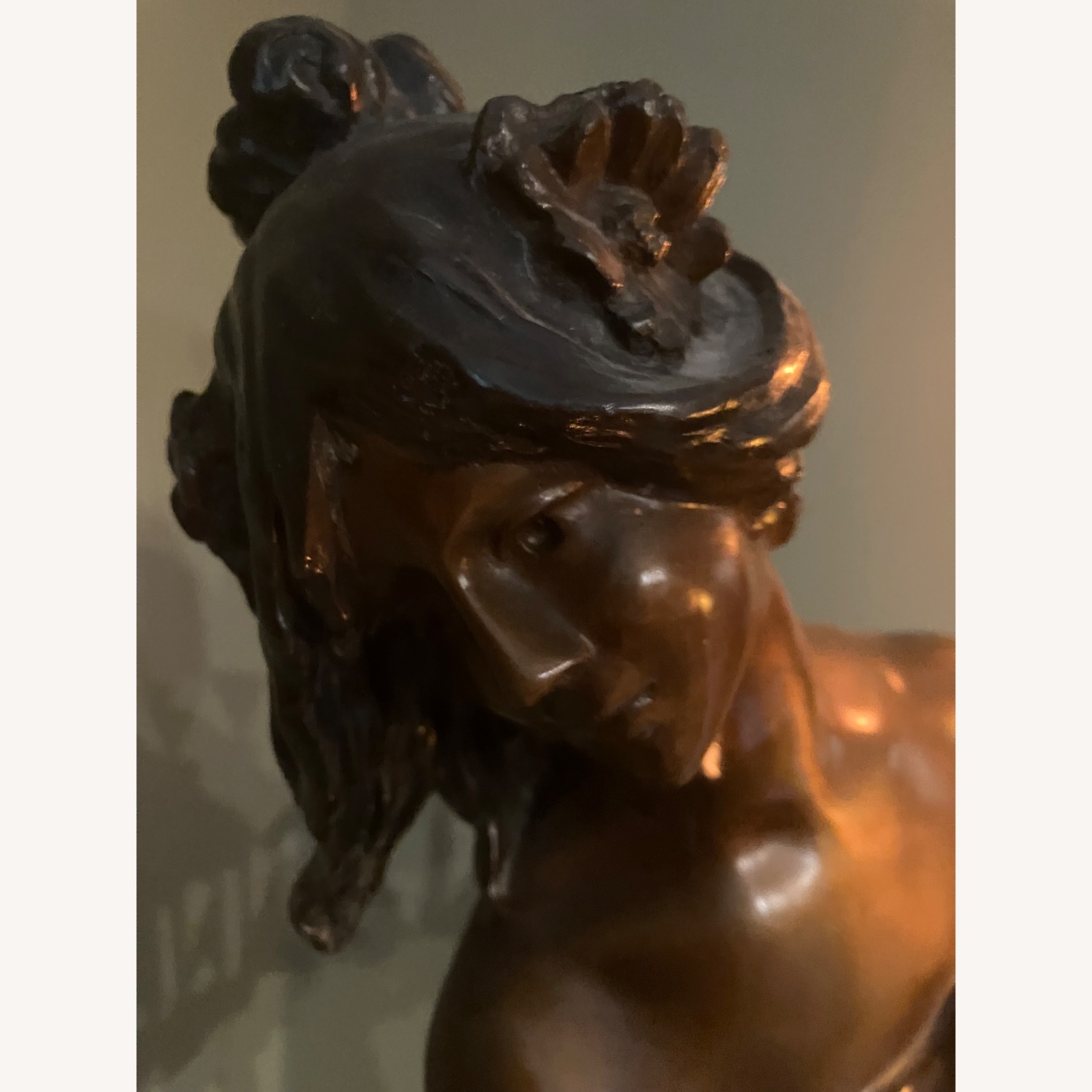 Bronze Art Deco Statue with Marble Pedestal - image-5