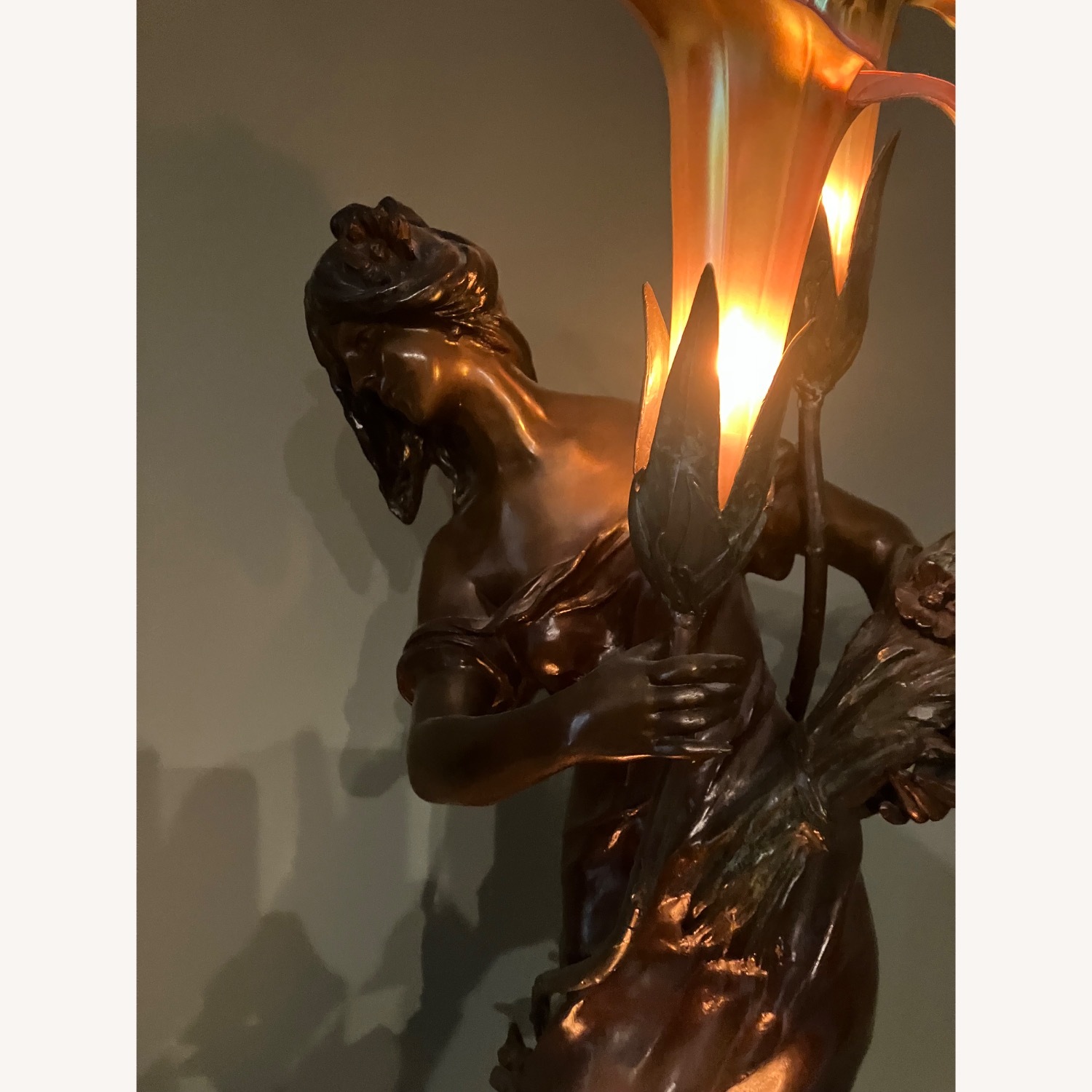 Bronze Art Deco Statue with Marble Pedestal - image-4