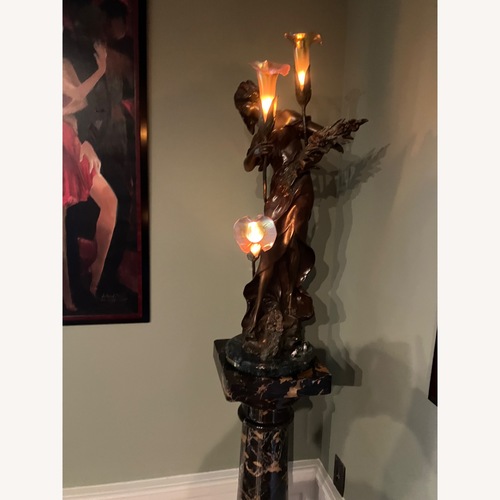 Used Bronze Art Deco Statue with Marble Pedestal for sale on AptDeco