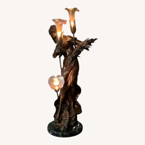 Used Bronze Art Deco Statue with Marble Pedestal for sale on AptDeco