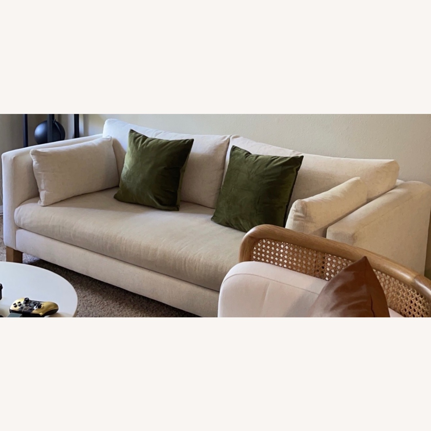 Crate & Barrel Pacific White Wood 2 Seater Sofa - image-1