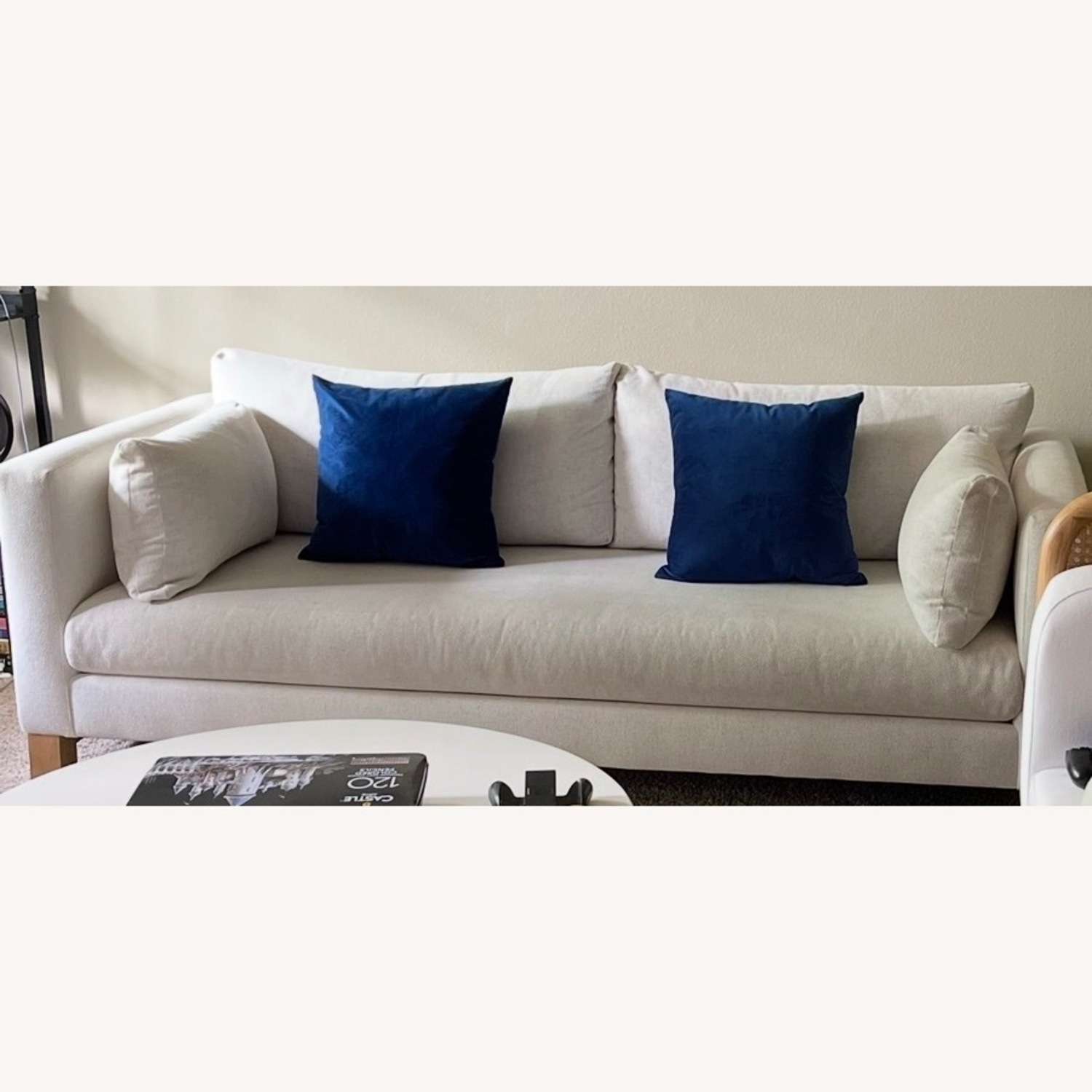 Crate & Barrel Pacific White Wood 2 Seater Sofa - image-2