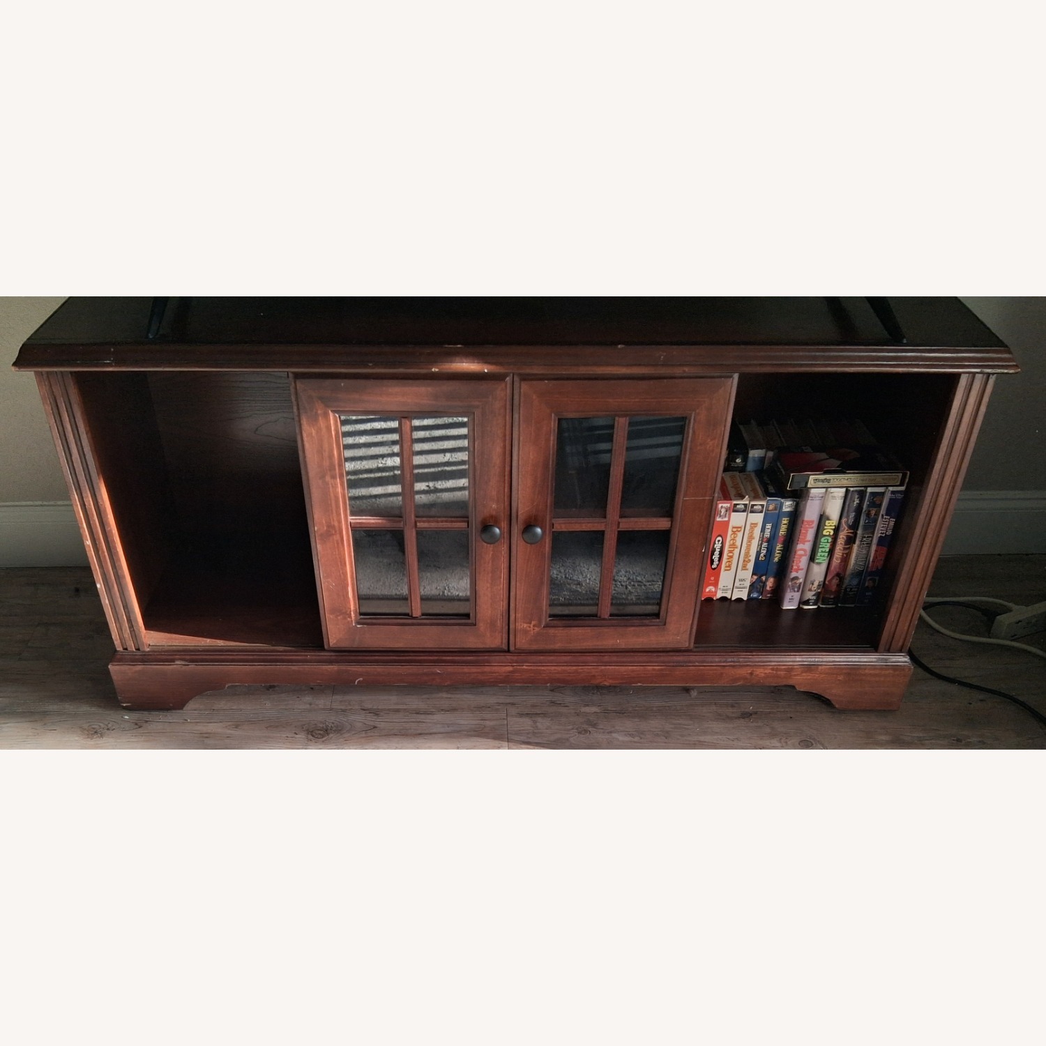 Dark Brown Wood Media Storage - image-2
