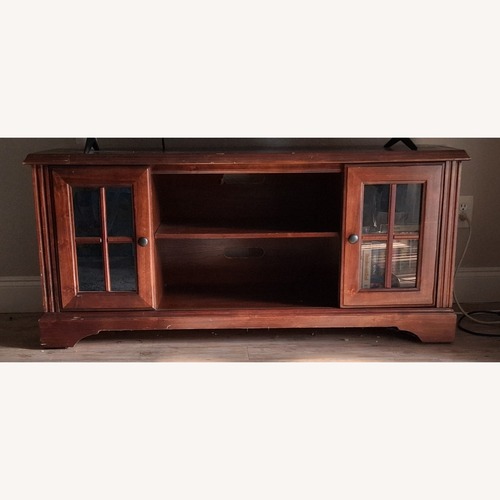 Used Dark Brown Wood Media Storage for sale on AptDeco