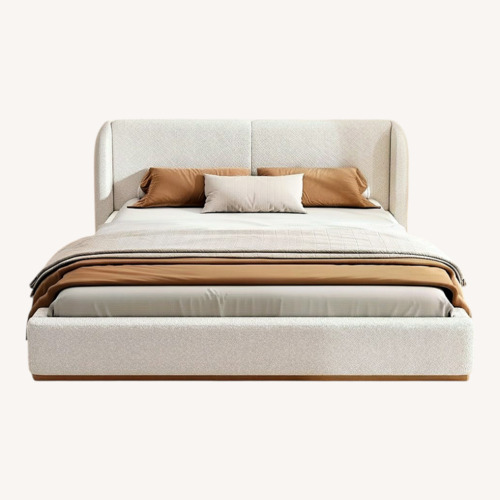 Used Vira Modern Rubberwood Boucle Upholstered Bed for sale on AptDeco