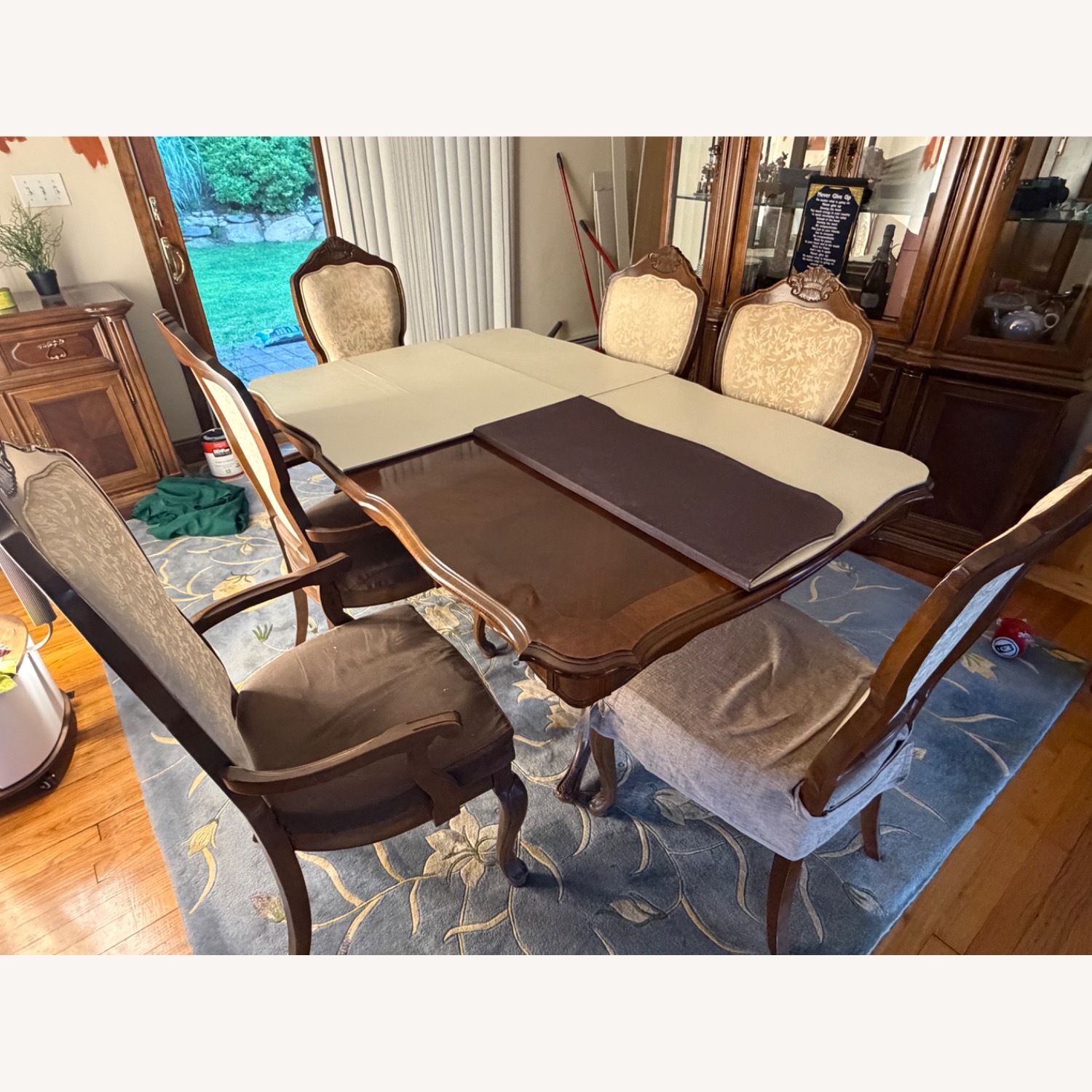 8 piece Polished Wood Extendable Dining Set - image-2