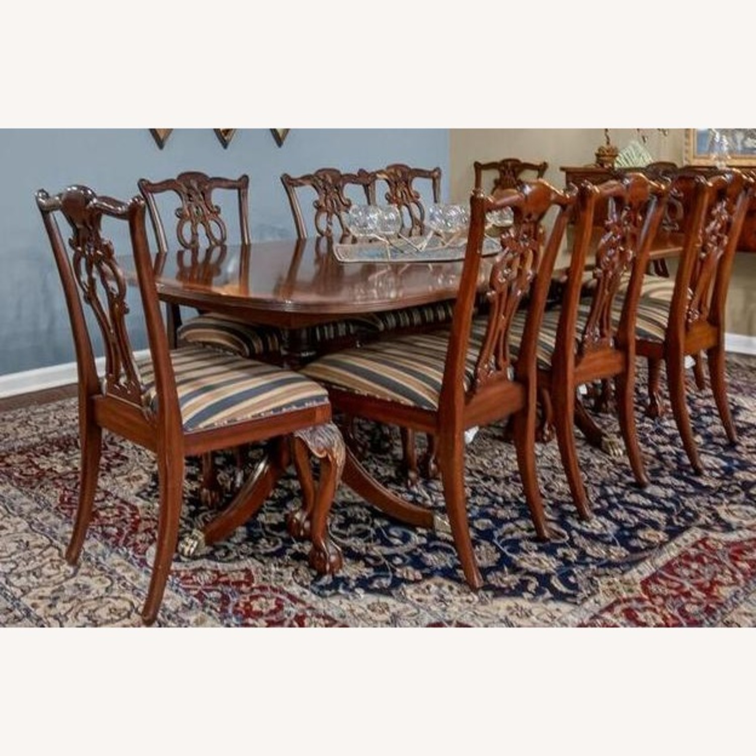 Ethan Allen Dark Brown Wood Dining Set - image-1