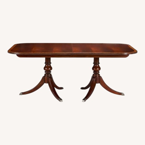 Used Ethan Allen Dark Brown Wood Dining Set for sale on AptDeco