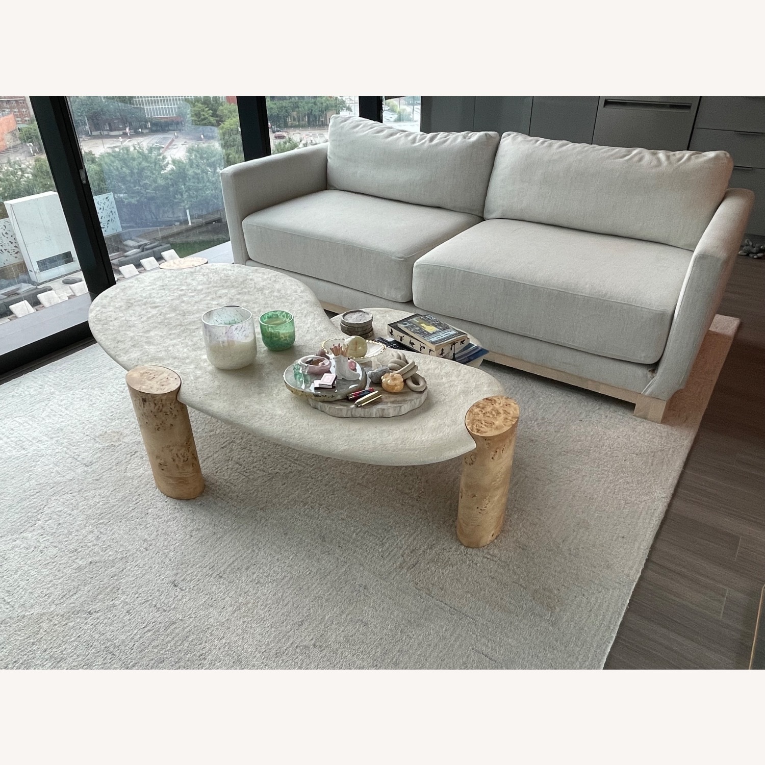 Sassolino Concrete and Burl Wood 68” Coffee Table - image-3