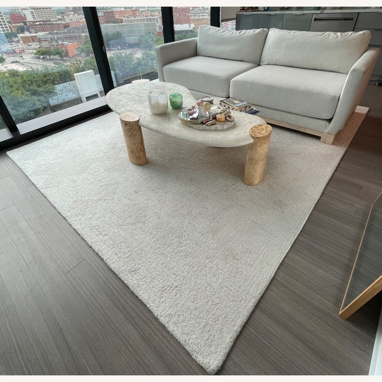 Sassolino Concrete and Burl Wood 68” Coffee Table - image-2