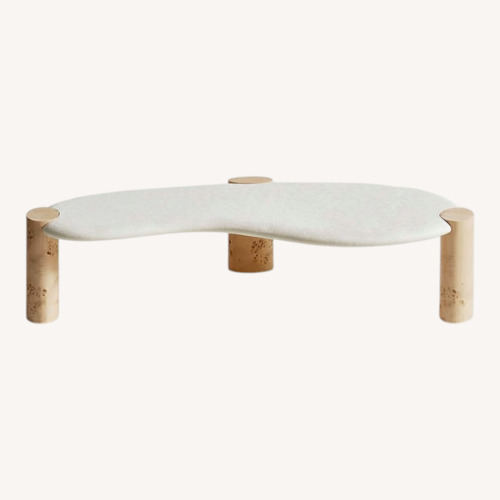 Used Sassolino Concrete and Burl Wood 68” Coffee Table for sale on AptDeco