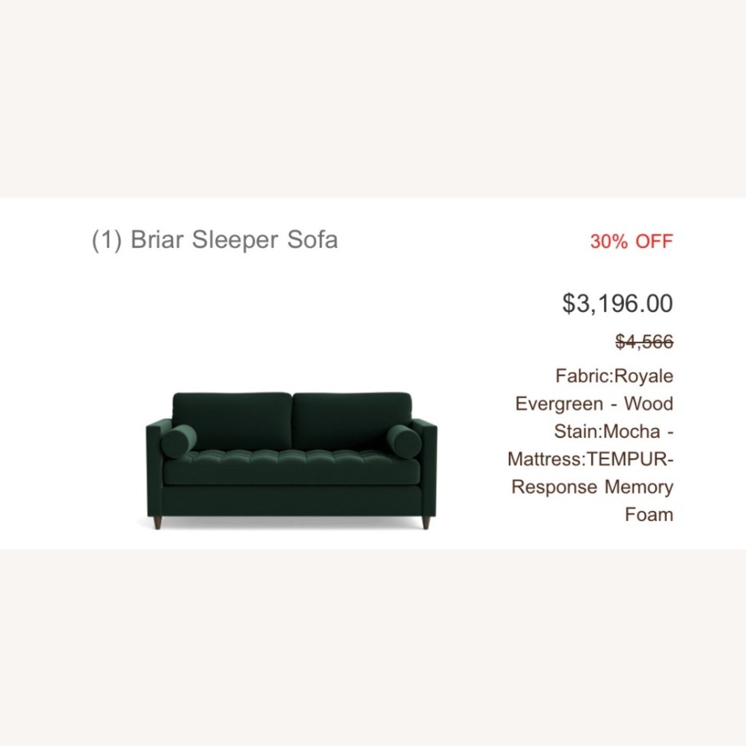 Joybird Briar Green Velvet Briar Sleeper Sofa - image-1
