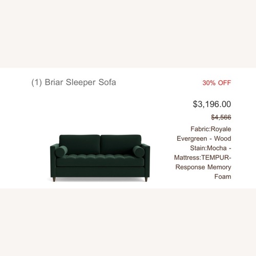 Used Joybird Briar Green Velvet Briar Sleeper Sofa for sale on AptDeco