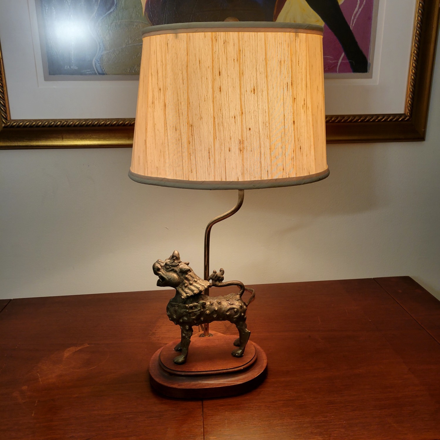 Vintage/Antique Gold Metal Table Lamp - image-5