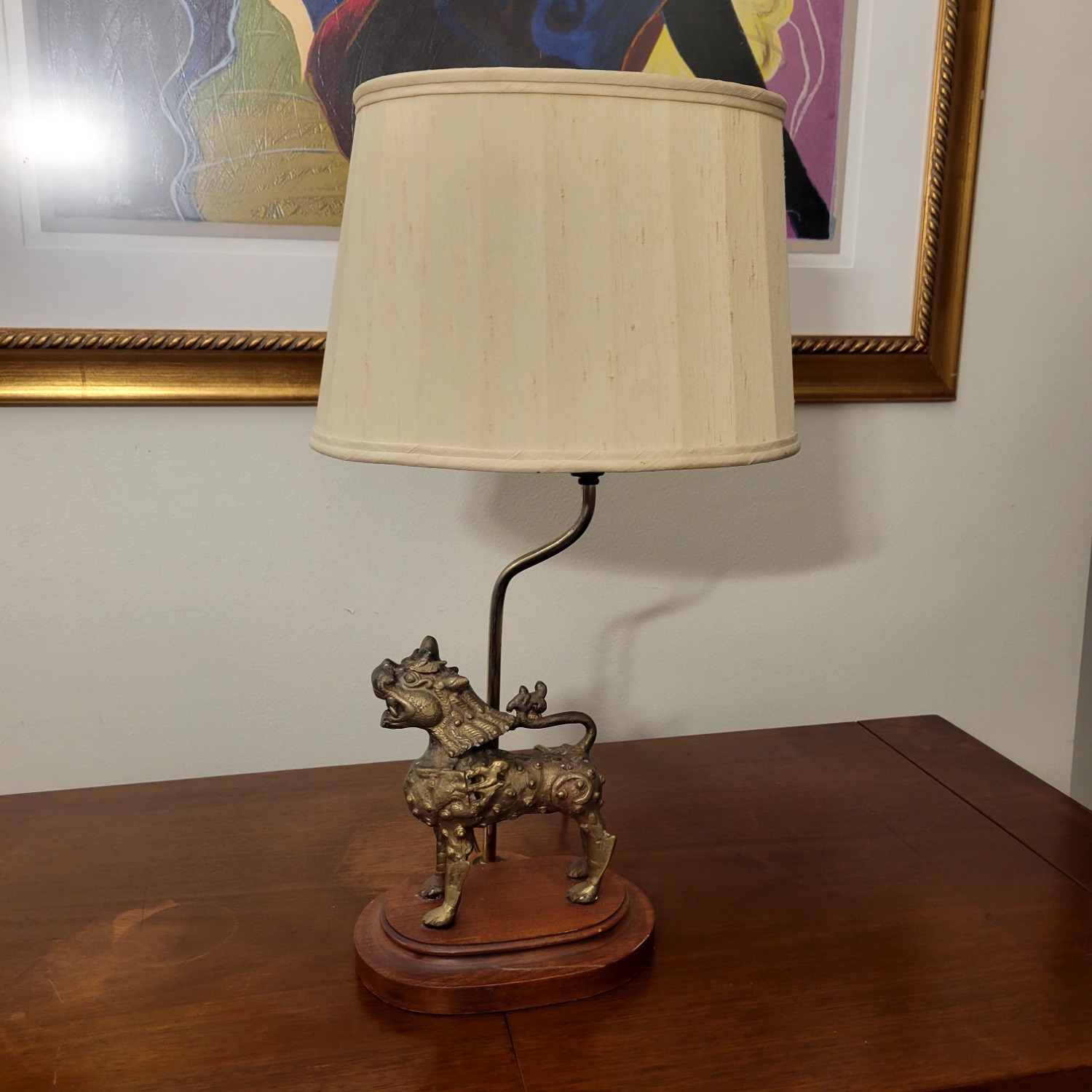 Vintage/Antique Gold Metal Table Lamp - image-3