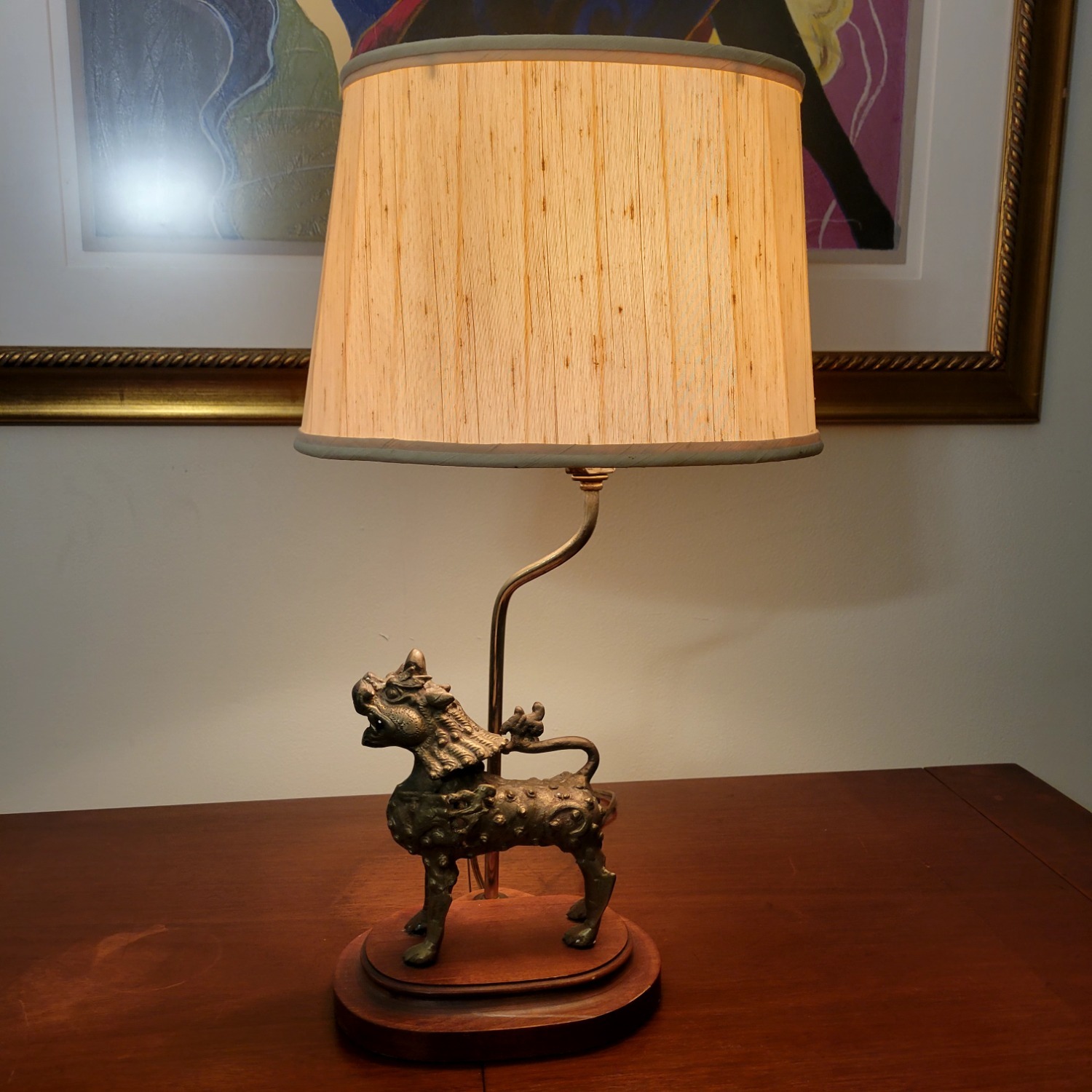 Vintage/Antique Gold Metal Table Lamp - image-6