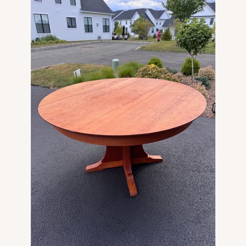 Used McKinnon Red Cherry Wood Dining Set for sale on AptDeco