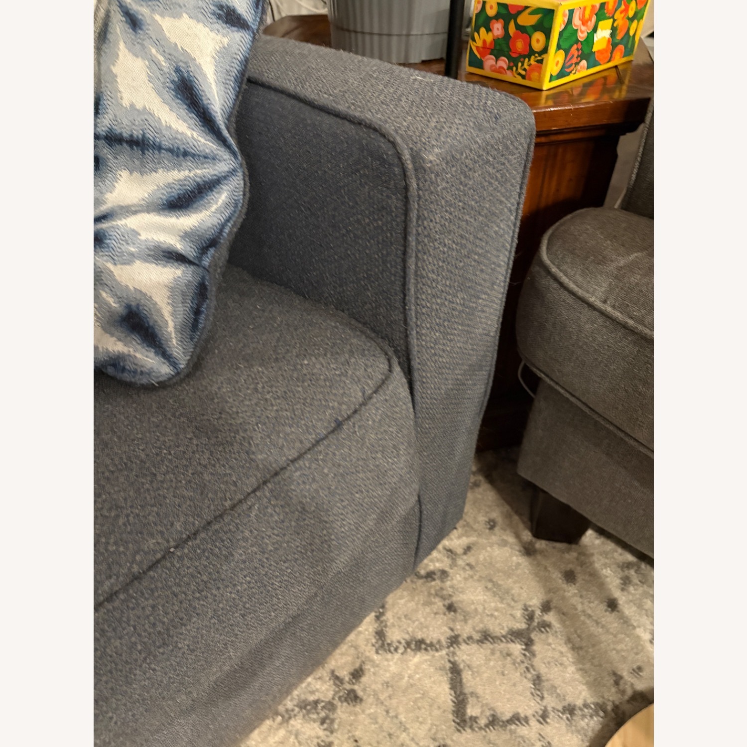 Blue Fabric 3+ Seater Sofa - image-3
