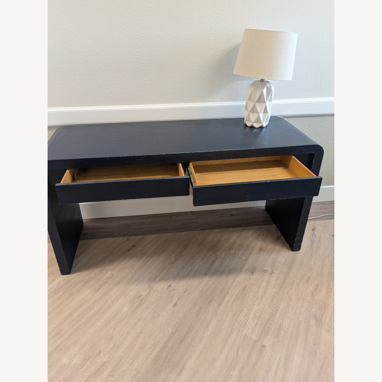 Harrison Van Horn Waterfall Corners Raffia Desk - image-2