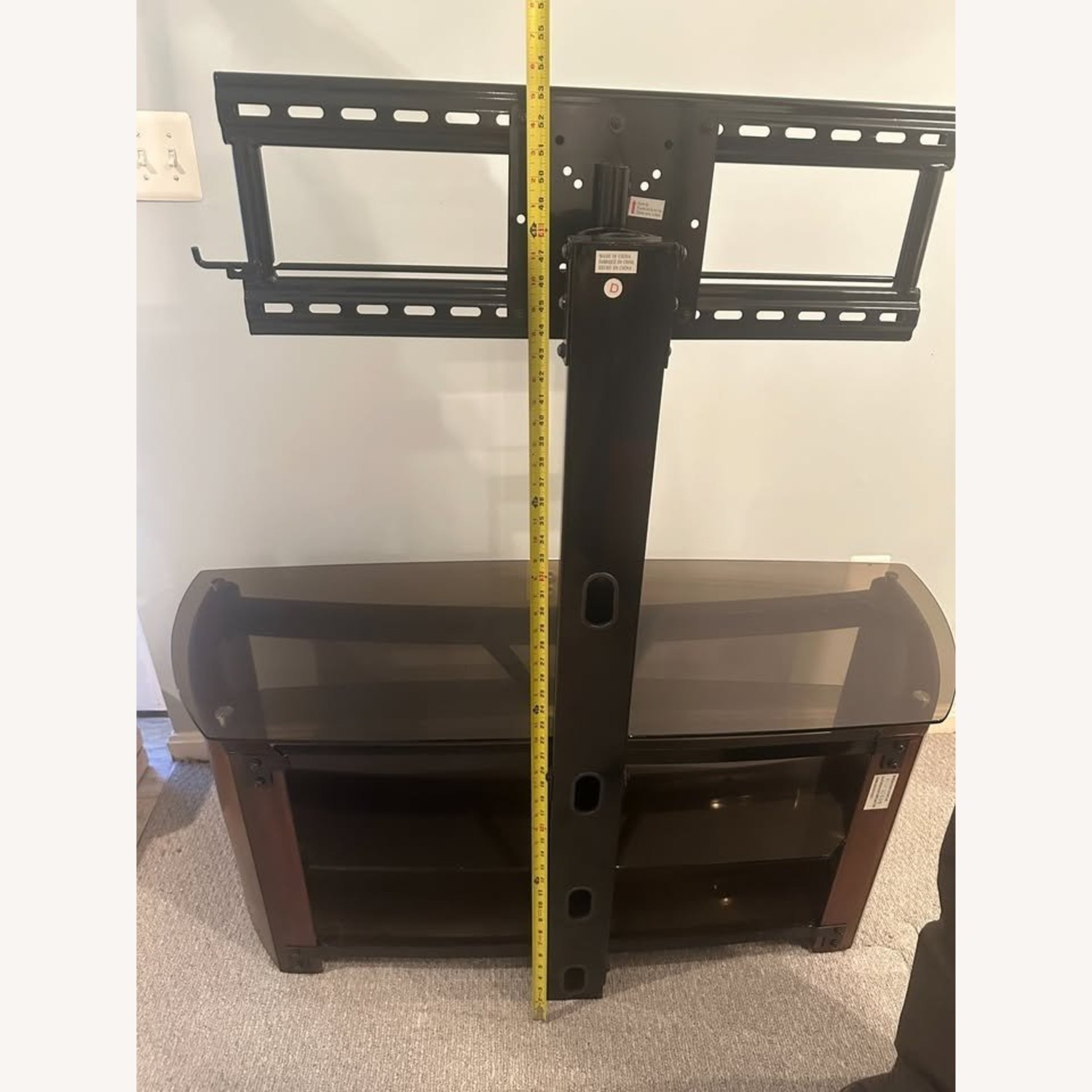 48" Wood/Smoked Glass TV Stand w Swivel TV Mount - image-3